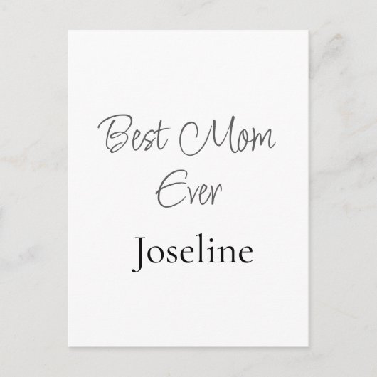 Best mom ever name simple minimal stylish mothers briefkaart (Voorkant)