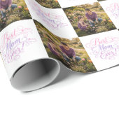 Best Mom Ever Pastel Hearts Custom Photo Cadeaupapier (Rol Hoek)