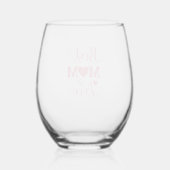"Best Mom Ever" pastel roze script Wijnglas Zonder Voet (Achterkant)