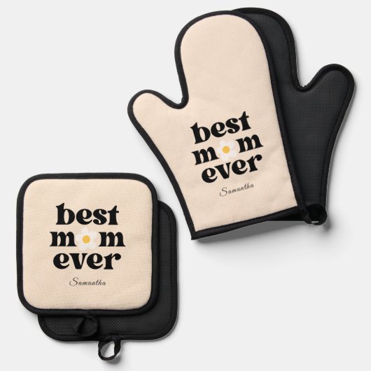 Best Mom Ever Personalized Ovenwant & Pannenlap Set (Voorkant / Achterkant)