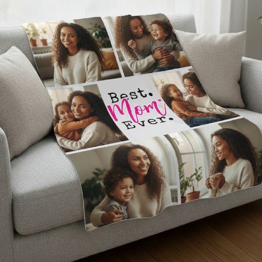 Best Mom Ever Photo Collage Birthday Mother's Day Fleece Deken
