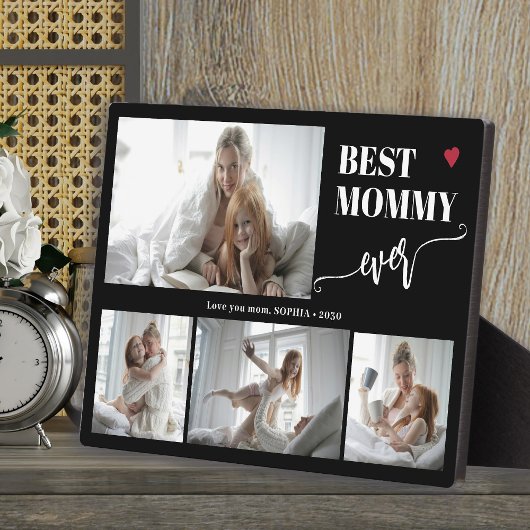 Best mom ever photo collage black fotoplaat