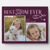 Best Mom Ever Photo Heart Mothers Day Burgundy Fotoplaat (Voorkant)