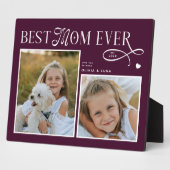 Best Mom Ever Photo Heart Mothers Day Burgundy Fotoplaat (Zijkant)