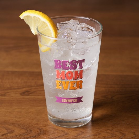 Best Mom Ever Retro Custom Name Funky Colorful  Glas