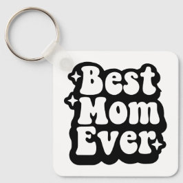 Best Mom Ever Retro Groovy 1 Photo Keepsake Sleutelhanger