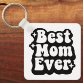 Best Mom Ever Retro Groovy 1 Photo Keepsake Sleutelhanger (Voorkant)