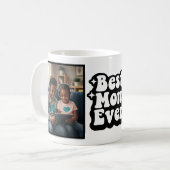Best Mom Ever Retro Groovy 2 Photo Keepsake Koffiemok (Voorkant links)