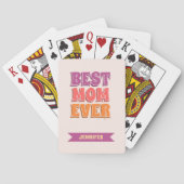 Best Mom Ever Retro Pink Colorful Custom Name  Pokerkaarten (Achterkant)