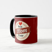 Best Mom Ever Retro Ribbon Emblem Mok (Voorkant links)