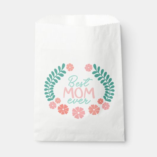 Best mom ever text in floral frame bedankzakje (Voorkant)