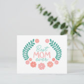 Best mom ever text in floral frame briefkaart (Staand voorkant)