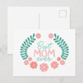 Best mom ever text in floral frame briefkaart (Voorkant / Achterkant)