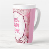 Best Mom Ever – Whimsical Pink Floral Card Latte Mok (Rechterhoek)