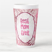 Best Mom Ever – Whimsical Pink Floral Card Latte Mok (Voorkant)