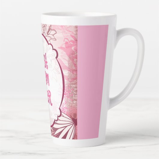 Best Mom Ever – Whimsical Pink Floral Card Latte Mok (Rechts)