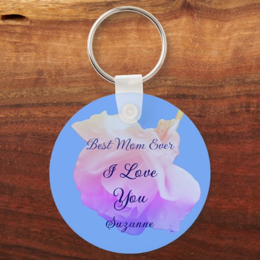Best Mom Ever White Rose Personalized Sleutelhanger (Achterkant)