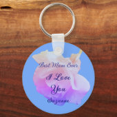 Best Mom Ever White Rose Personalized Sleutelhanger (Voorkant)