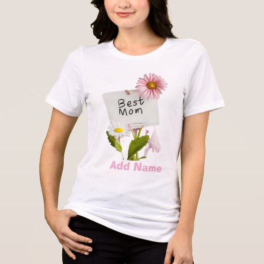 Best Mom Floral Pink Daisy Mother's Day Gift Tri-Blend Shirt (Voorkant)