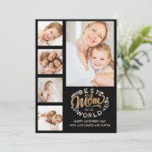 Best Mom In the World Scrip 5 Photos Black Bedankkaart (Staand voorkant)