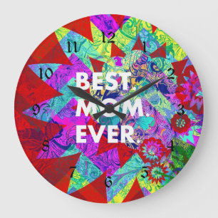 BEST MOM OOIT kleurrijke Floral Moederdag Gifts Grote Klok