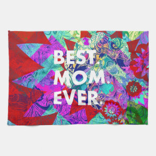 BEST MOM OOIT kleurrijke Floral Moederdag Gifts Theedoek