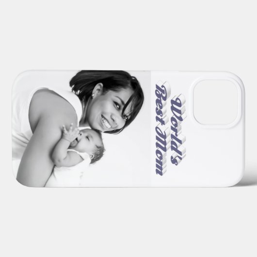 Best Mom photo gray text Case-Mate iPhone Case (Achterkant (horizontaal))