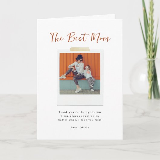 Best Mom Photo Minimal Script Design Feestdagen Kaart (Voorkant)