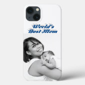 Best Mom photo sea blue text Case-Mate iPhone Case (Achterkant)