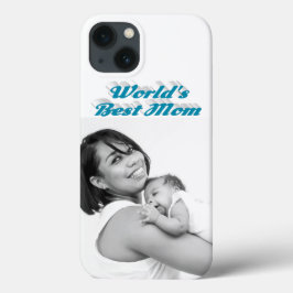 Best Mom photo sky blue text Case-Mate iPhone Case