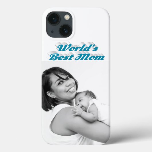 Best Mom photo sky blue text Case-Mate iPhone Case (Achterkant)