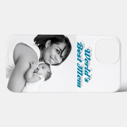Best Mom photo sky blue text Case-Mate iPhone Case (Achterkant (horizontaal))