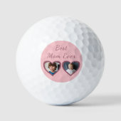 Best Mom Pink Hearts 2 Kinder Custom Photo Collage Golfballen (Voorkant)