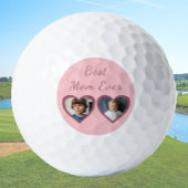 Best Mom Pink Hearts 2 Kinder Custom Photo Collage Golfballen