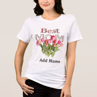 Best Mom Pink Tulips - Elegant Mother's Day Gift  Tri-Blend Shirt