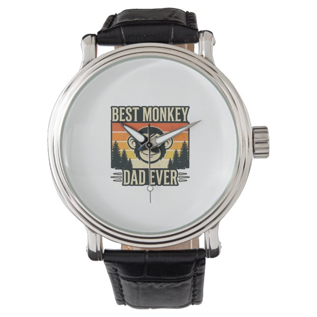 Best Monkey Dad Ever Vintage Monkey Father Shirt_1 Horloge (Voorkant)