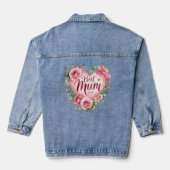 Best Mum Aquarell Blumenherz Design Denim Jacket (Achterkant)