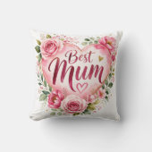 Best Mum Aquarell Blumenherz Design Kussen (Voorkant)