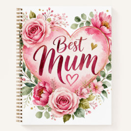 Best Mum Aquarell Blumenherz Design Notitieboek