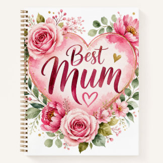 Best Mum Aquarell Blumenherz Design Notitieboek