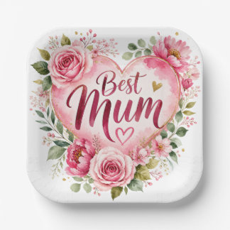 Best Mum Aquarell Blumenherz Design Papieren Bordje