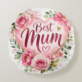 Best Mum Aquarell Blumenherz Design Rond Kussen