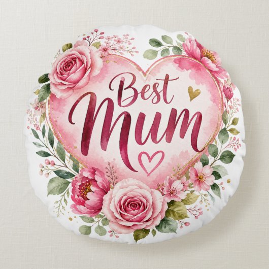 Best Mum Aquarell Blumenherz Design Rond Kussen (Voorkant)