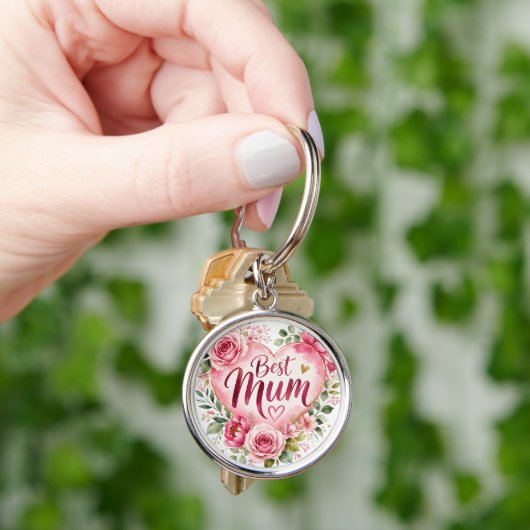 Best Mum Aquarell Blumenherz Design Sleutelhanger (Hand)