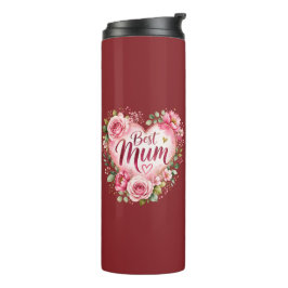 Best Mum Aquarell Blumenherz Design Thermosbeker