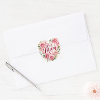 Best Mum Aquarell Blumenherz Design Vierkante Sticker