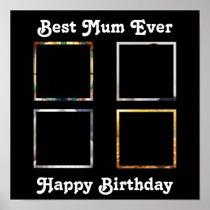 Best Mum Birthday Photo Template Instagram Collage Poster