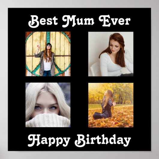 Best Mum Birthday Photo Template Instagram Collage Poster (Voorkant)