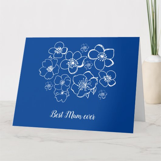 Best Mum ever blue with white flower Kaart (Voorkant)