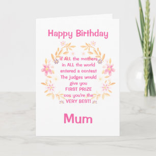 Best Mum Poem Happy Birthday Kaart